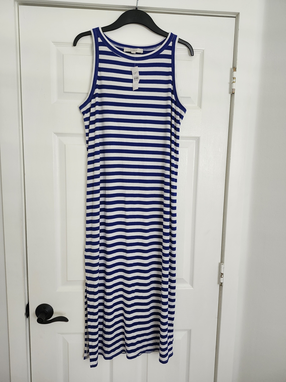 LOFT Blue and White Striped Tank Maxi Dress